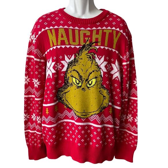The Grinch Who Stole Christmas NAUGHTY Ugly Christmas Sweater Size Large - Picture 1 of 4